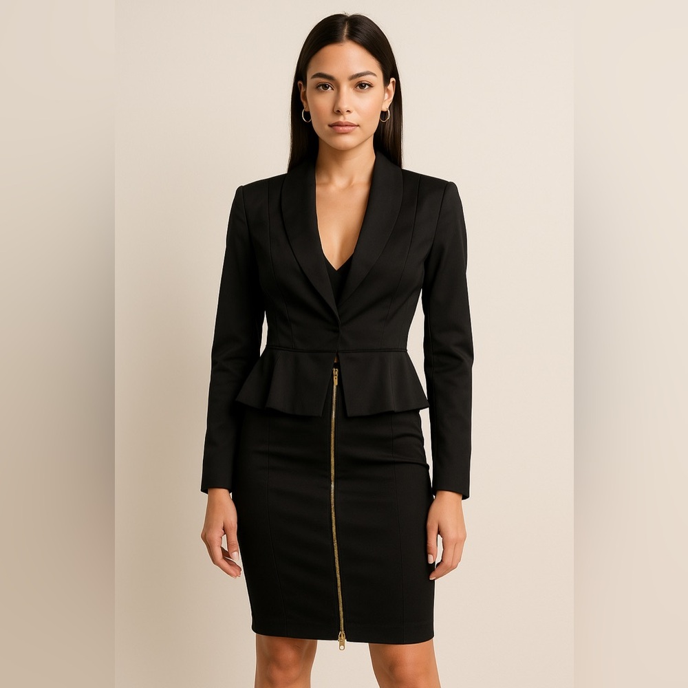 New Bebe Elegant Black Suit Skirt and Jacket 2 XS 0